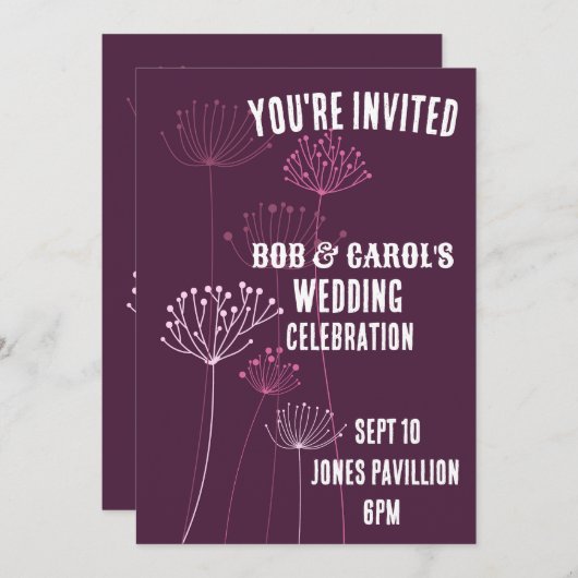 BOHEEMSE BLOEMEN BRUILOFT AANGEPASTE UITNODIGINGEN (Voorkant / Achterkant)