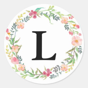Boheemse Bloemen Bruiloft Monogram Sticker