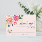 Boheemse bloemen bruiloft reactiekaart RSVP kaartje (Staand voorkant)