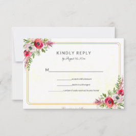Boheemse Bloemen Bruiloft RSVP Kaart