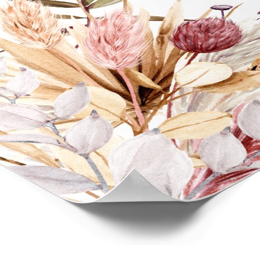 Boheemse Bloemen Bruiloftsreceptie Bedankt Poster (Hoek)