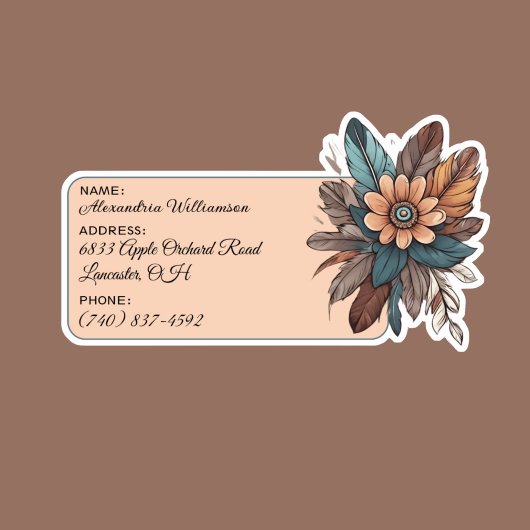 Boheemse Bloemen en Veren Bagage ID Sticker