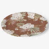 Boheemse bloemen en veren papieren bordje (Gekanteld)