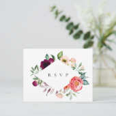 Boheemse Bloemen Frame Huwelijks RSVP Liedverzoek Uitnodiging Briefkaart (Staand voorkant)