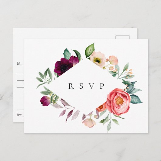 Boheemse Bloemen Frame Trouw RSVP Liedverzoek Uitnodiging Briefkaart (Voorkant / Achterkant)