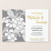 Boheemse Bloemen Goud Script Zwart Tekenen Trouwen Folie Kaarten (Binnen)