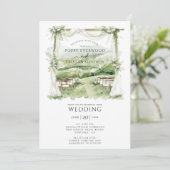 Boheemse Bloemen Groen Zomerboog Bruiloft Kaart (Staand voorkant)