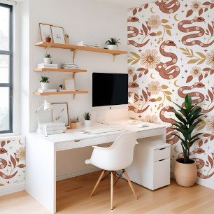 Boheemse Bloemen Holistische Slang Zon & Maan Patr Behang