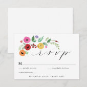 Boheemse Bloemen Kleurrijke RSVP-bijsluiter Kaart (Voorkant / Achterkant)