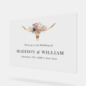 Boheemse Bloemen Koe Schedel Bruiloft Welkomstbord Acryl Bord (Hoek)