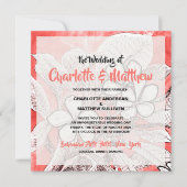 Boheemse Bloemen Koraal Roze Waterverf Huwelijk Kaart (Voorkant)