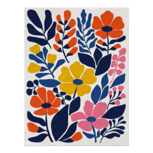 Boheemse Bloemen Mid Century Modern Bloemstuk Perfect Poster
