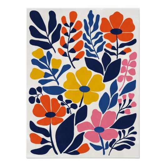 Boheemse Bloemen Mid Century Modern Bloemstuk Perfect Poster (Voorkant)