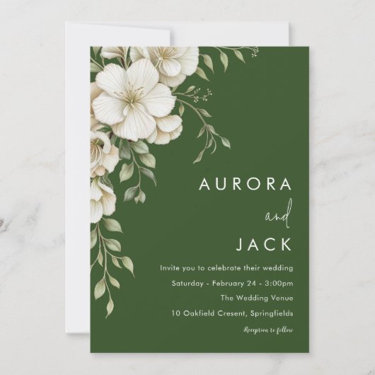 Boheemse Bloemen Minimalistische Eenvoudige Groene Kaart (Voorkant)