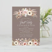 Boheemse Bloemen Moderne Eerste Communie Kaart (Staand voorkant)