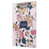 Boheemse bloemen navy naammonogram klembord (Links)