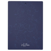 Boheemse bloemen navy naammonogram klembord (Achterkant)