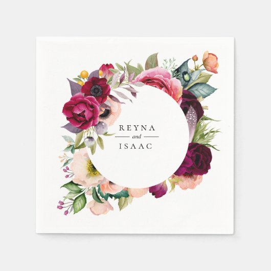 Boheemse Bloemen Personalized Papieren Servetten (Voorkant)