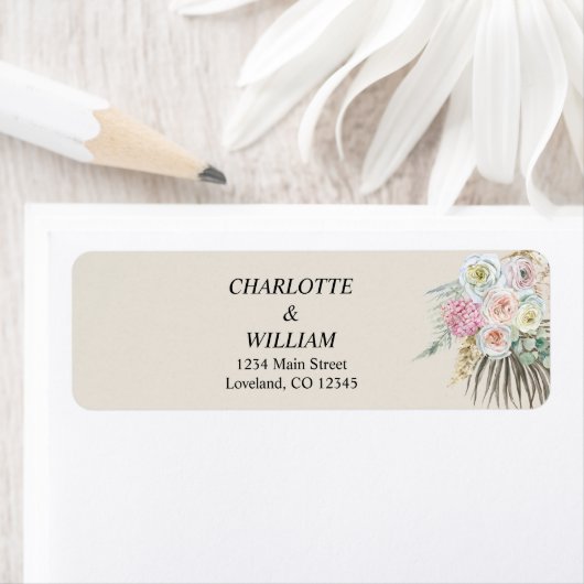 Boheemse Bloemen Retouradreslabel Etiket (Insitu)