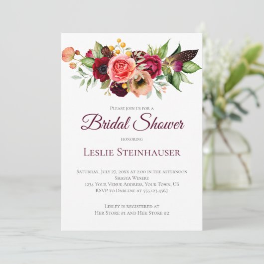 Boheemse Bloemen Romance Vrijgezellenfeest Kaart (Staand voorkant)