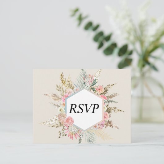 Boheemse Bloemen RSVP Briefkaart (Staand voorkant)