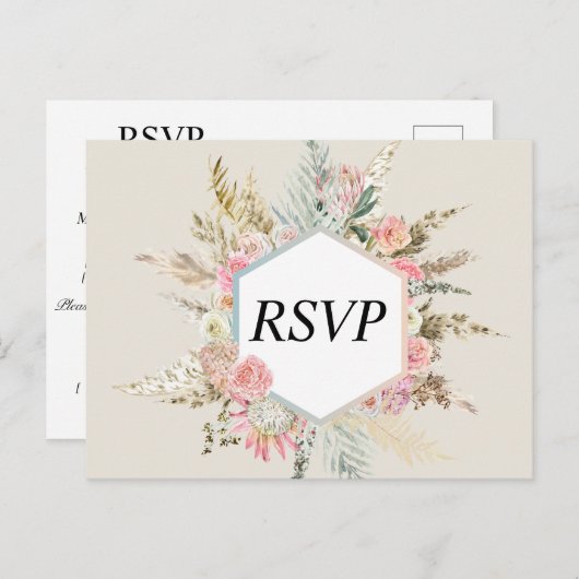 Boheemse Bloemen RSVP Briefkaart (Voorkant / Achterkant)