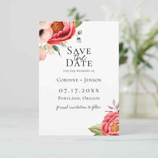 Boheemse Bloemen Save The Date Aankondiging (Staand voorkant)
