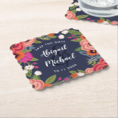 Boheemse bloemen - Save the Date Kartonnen Onderzetters (Gebogen)