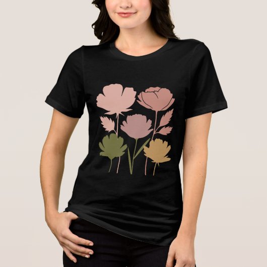 Boheemse Bloemen T-shirt - Earth Tone Flowers (Voorkant)