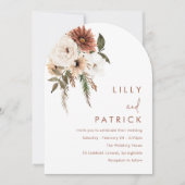 Boheemse Bloemen Terracotta Boog Huwelijk Kaart (Voorkant)