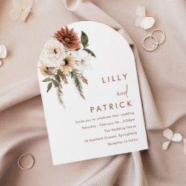 Boheemse Bloemen Terracotta Boog Huwelijk Kaart