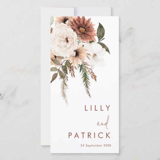 Boheemse Bloemen Terracotta Huwelijksprogramma (Voorkant)