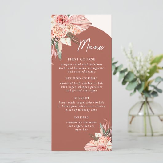 Boheemse Bloemen Terracotta & Ivoor Menu (Staand voorkant)