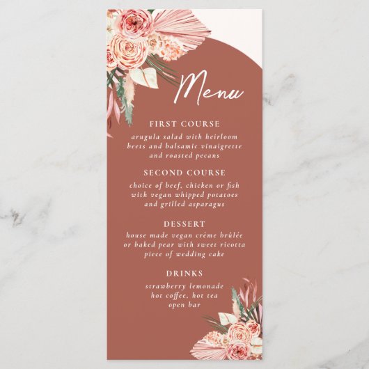 Boheemse Bloemen Terracotta & Ivoor Menu (Voorkant)