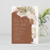 Boheemse Bloemen & Veren Brunch & Bubbly Kaart (Staand voorkant)