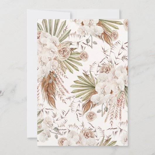 Boheemse Bloemen & Veren Brunch & Bubbly Kaart (Achterkant)