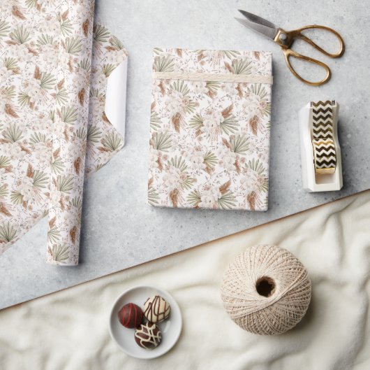 Boheemse Bloemen & Veren Cadeaupapier (Crafts)