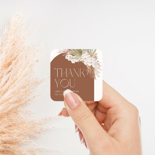 Boheemse Bloemen & Veren Douche Bedankt Vierkante Sticker