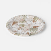 Boheemse bloemen & veren papieren bordje (Gekanteld)