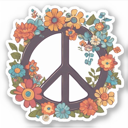 Boheemse Bloemen Vredesbord Waterdicht Sticker (Voorkant)