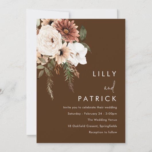 Boheemse Bloemen Zomer & Alle Seizoenen Bruiloft Kaart (Voorkant)