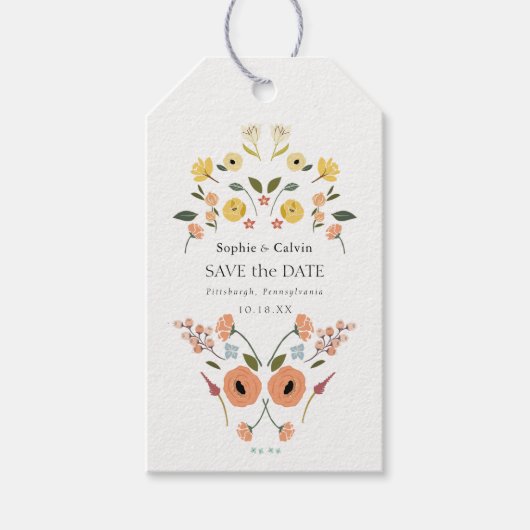 Boheemse Bloemenfoto Save the Date Labels Cadeaulabel (Voorkant)