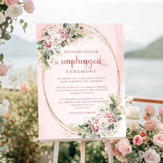 Boheemse bloemengebouwen rozegoud ontkoppelde Post Poster