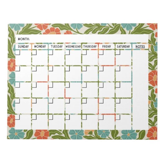 Boheemse Bloemenkalender Notitieblok (Voorkant)