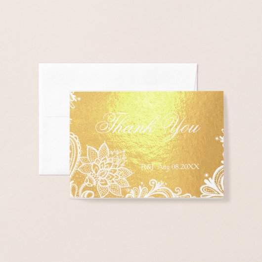 Boheemse Bloemenkant Trouwen Dank u Folie Kaarten (Voorkant met envelop)
