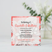 Boheemse bloemenkoraal roze waterverf bruiloft kaart (Staand voorkant)