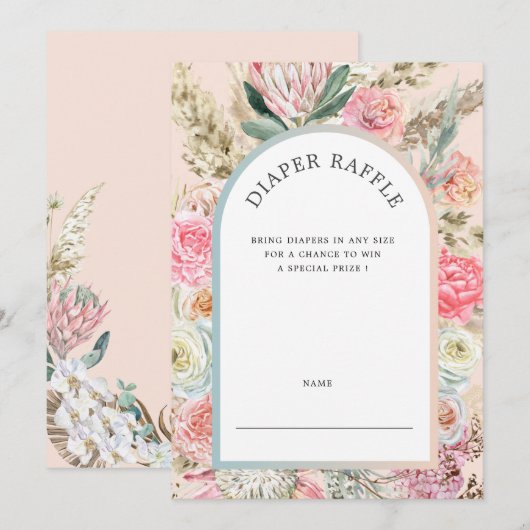 Boheemse Bloemenluier Raffle Ticket Uitnodiging (Voorkant / Achterkant)