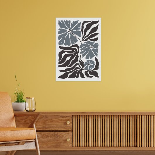 Boheemse bloemenmarkt | Moderne Abstracte bladeren Poster (Woonkamer 2)