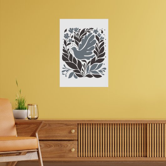 Boheemse bloemenmarkt | Moderne Abstracte bladeren Poster (Woonkamer 2)