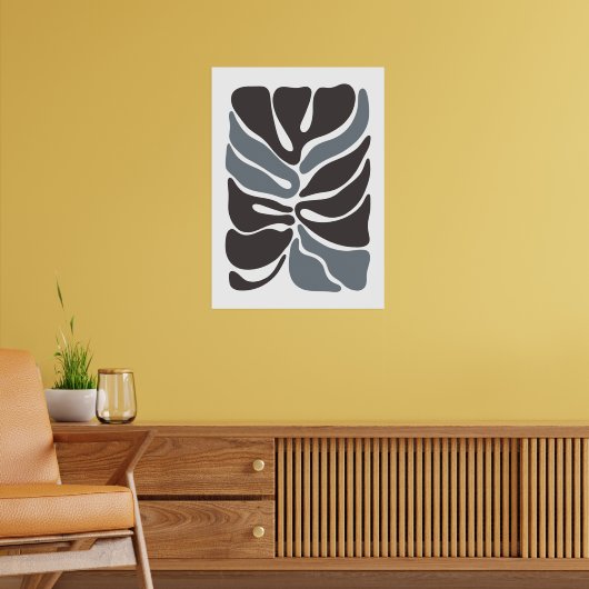 Boheemse bloemenmarkt | Moderne Abstracte bladeren Poster (Woonkamer 2)